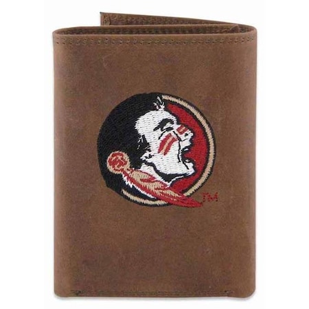 Zeppelinproducts ZeppelinProducts FSU-IWE2-CRZH-LBR FSU Trifold Embroidered Leather Wallet FSU-IWE2-CRZH-LBR